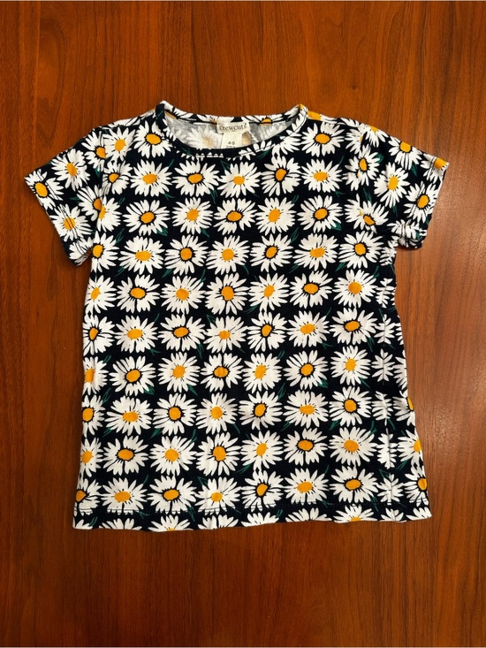 Crewcuts J.Crew Daisy Print Short Sleeve Tee - Navy, White & Yellow size 4-5